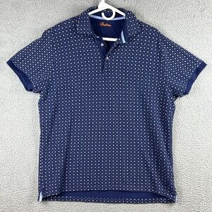 Stenstroms Mens Polo Shirt Blue Geometric Allover Print sz XXL Short Sleeve